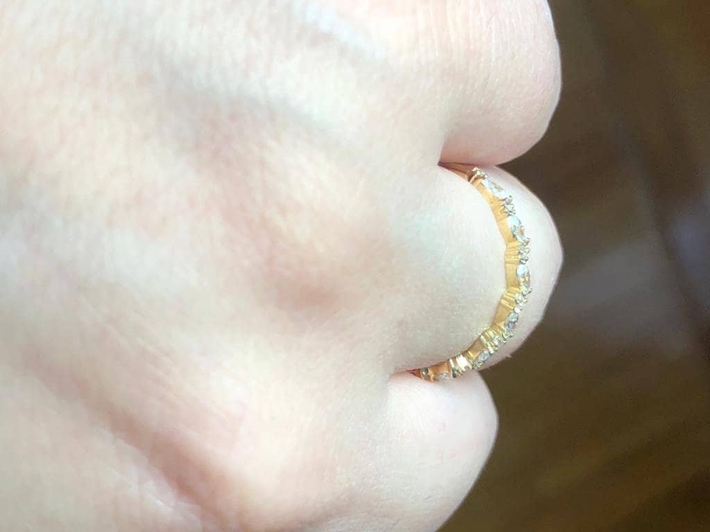 Marquise & Round Cut Diamond Wedding Band, 14k Solid Gold Wedding Ring, Diamond Wedding Ring, Women Wedding Band, Anniversary Ring