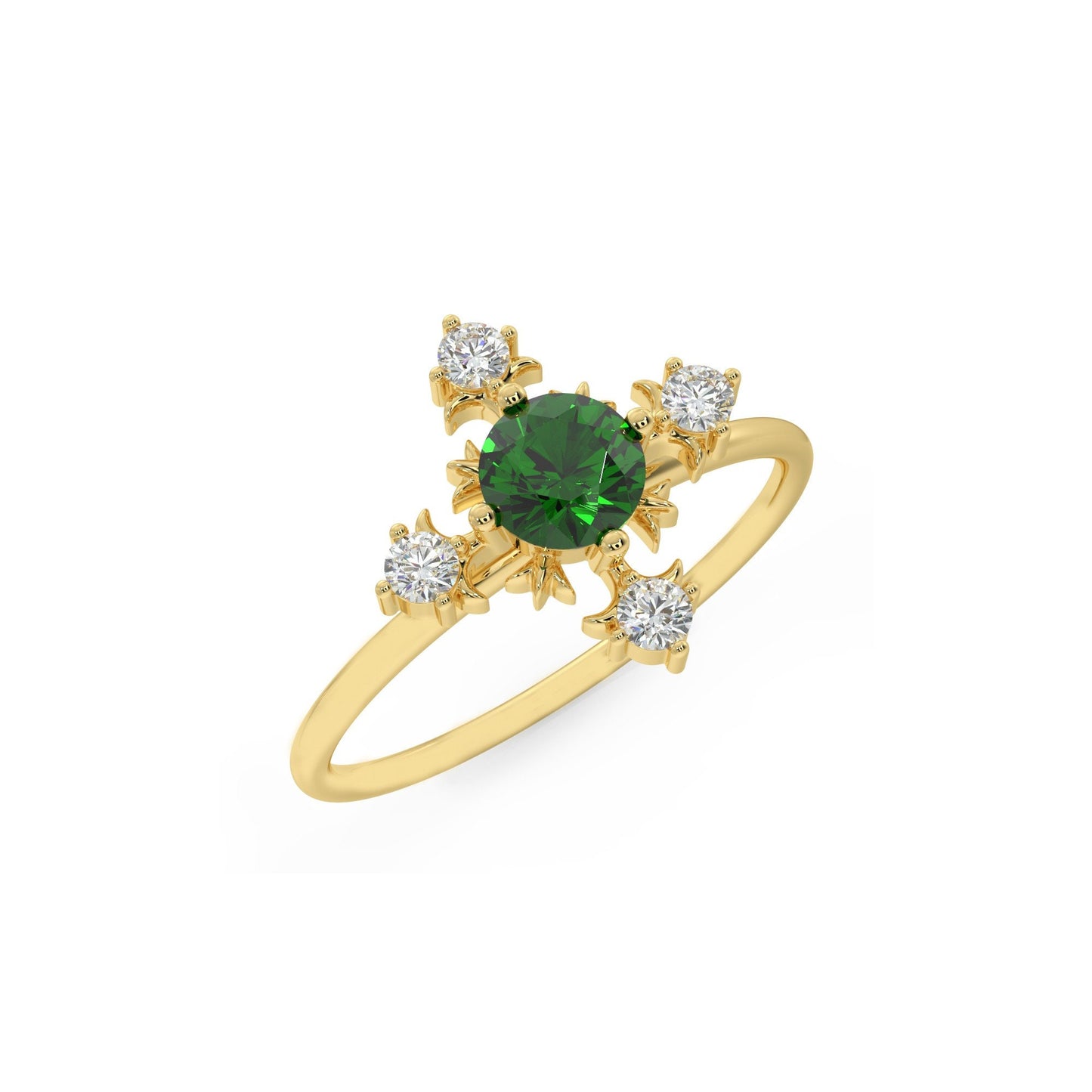 14k Emerald and Diamond Rings, Vintage Engagement Ring