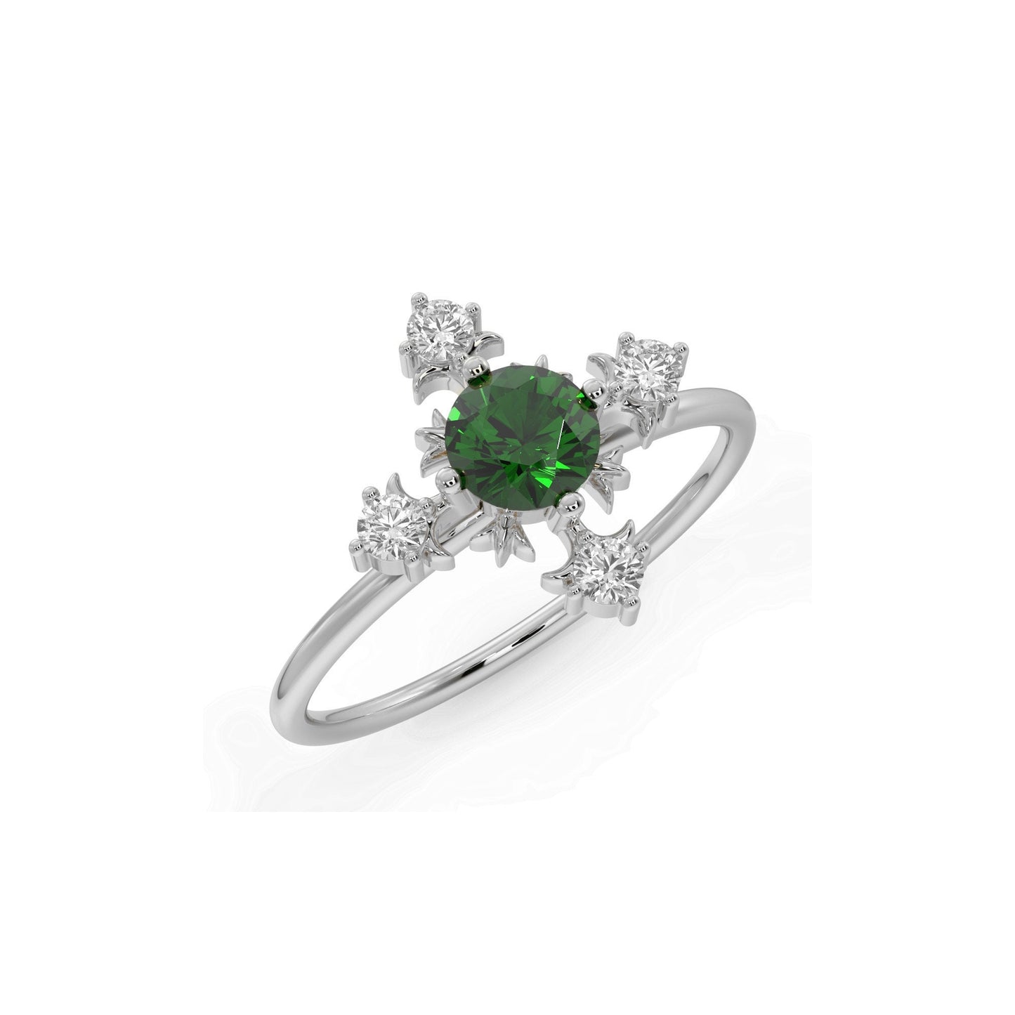 14k Emerald and Diamond Rings, Vintage Engagement Ring