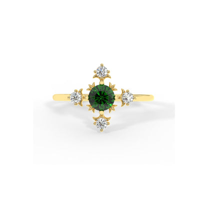 14k Emerald and Diamond Rings, Vintage Engagement Ring