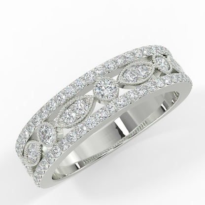 Wide Wedding Band, Luxurious Diamond Wedding Ring, 14k Solid Gold Ring, Diamond Wedding Band, Anniversary Ring, Diamond Eternity Ring