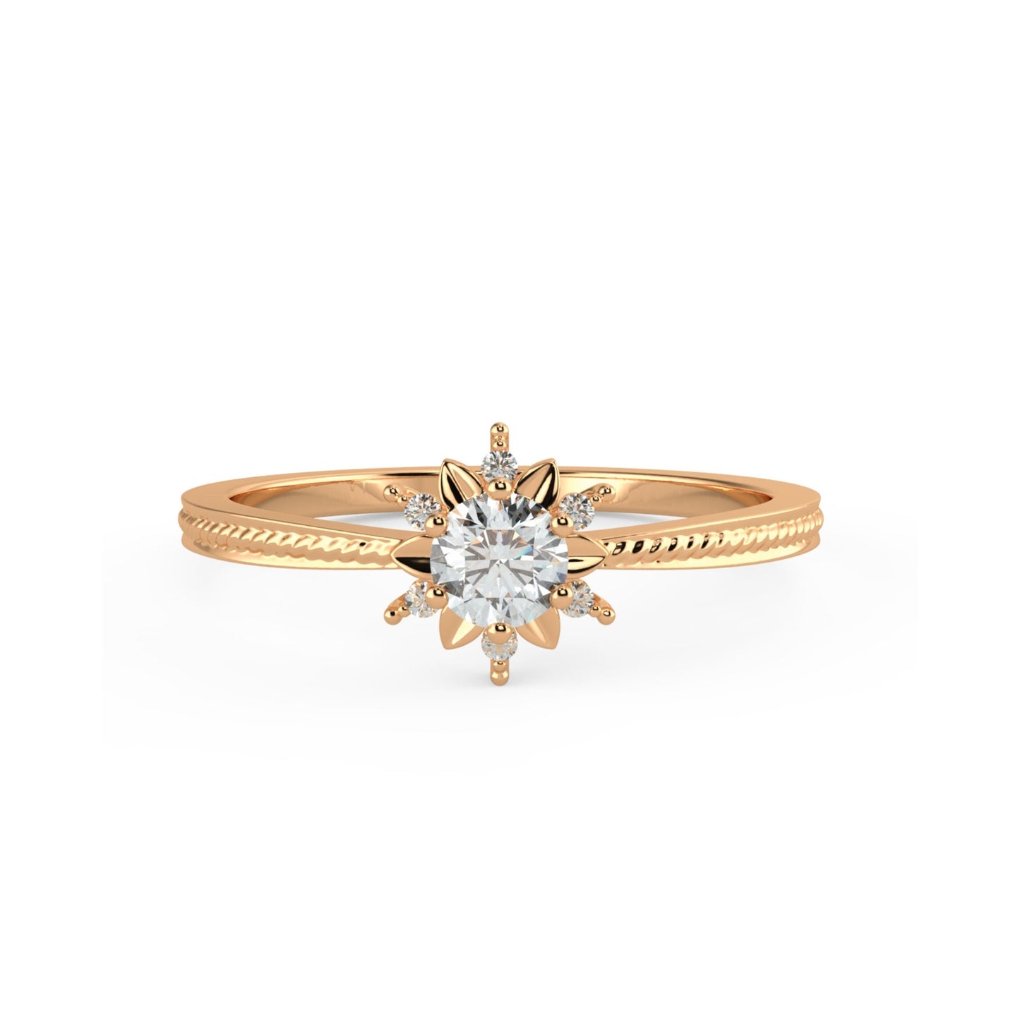 Engagement Ring, Diamond Ring, 14k Solid Gold Engagement Ring, Floral Diamond Engagement ring, Diamond Engagement Ring for Women
