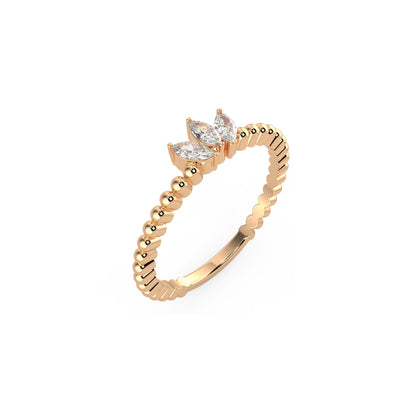 Marquise Diamond Ring in 14K Solid Gold, Diamond Leaf Ring, Cluster Diamond Ring, Vintage Wedding Band, Anniversary Ring, Crown Ring