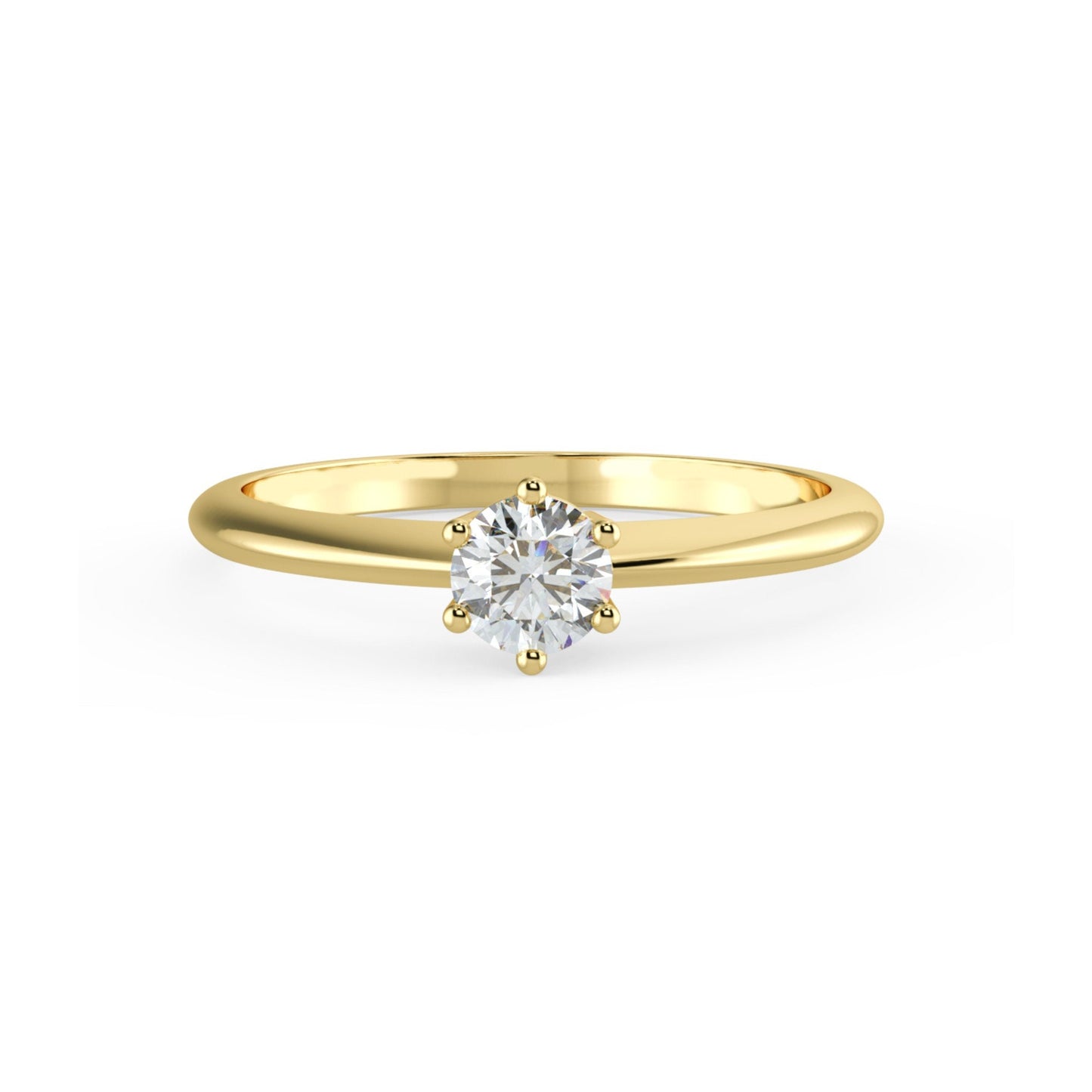 Dainty Diamond Engagement Ring in 14k Solid Gold, , Solitaire Ring, Diamond Wedding Ring, Minimalist Engagement Ring