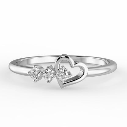 14k Gold Diamond Heart Ring