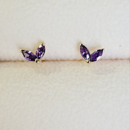14k Solid Gold Marquise Gemstone Studs