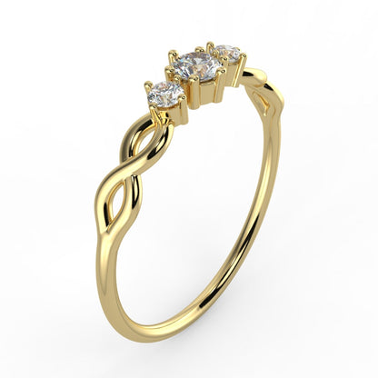 Infinity Engagement Ring, Diamond Engagement Ring, 14k Solid Gold Ring, Diamond Infinity Ring, Proposal Ring, Three Stones Engagement Ring