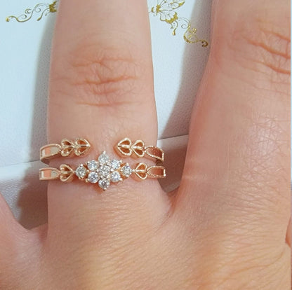 Diamond Flower Cluster Ring, Flower Engagement Ring,Floral Diamond Ring, Gold Rings for Women, Cluster Ring, Vintage Rings, Diamond Ring