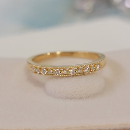 Diamond Wedding Band, 14K Gold Ring, Genuine Diamond Ring, Matching Band for Engagement Ring, Anniversary Ring, Gift for Her