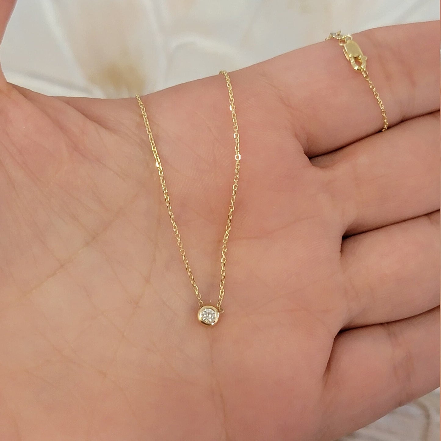 14k Gold Diamond Solitaire Necklace