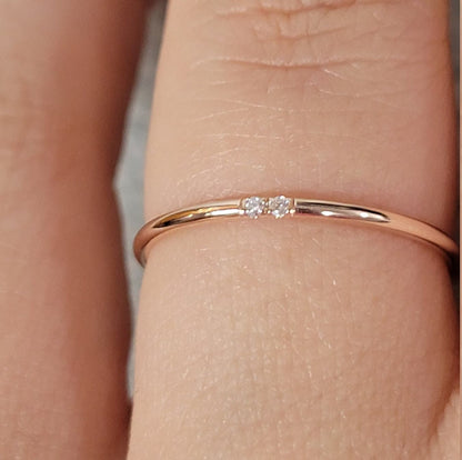 Minimalist Ring, Diamond Ring, 14k Gold Ring, Diamond Wedding Ring, Stackable Rings, Diamond Wedding Band, 14k Rose Gold Band, Dainty Ring