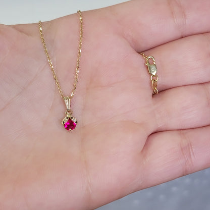 14k Gold Ladybug Pendant set with Ruby and Genuine Diamonds