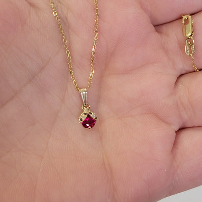 14k Gold Ladybug Pendant set with Ruby and Genuine Diamonds