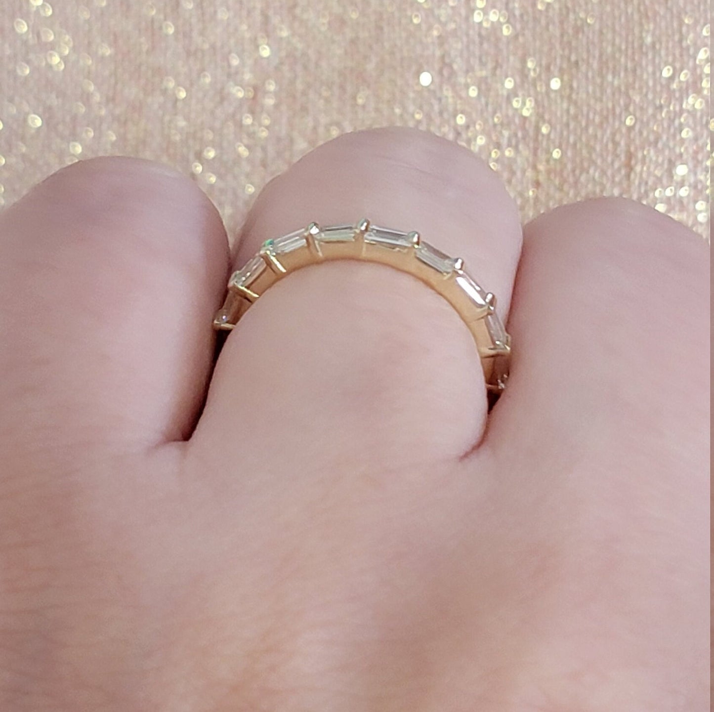 Diamond Wedding Band, Anniversary Ring, Diamond Eternity Band, Women Ring, Full Eternity Baguette Diamond ring, Stackable Ring, Wedding Ring