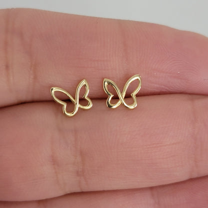 Butterfly Earrings, 14k Gold Stud Earrings, Dainty Cute Earrings, Minimalist Earrings