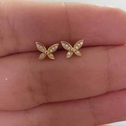 Diamond Butterfly Earrings, 14k Gold Earrings , Minimalist Earrings, Diamond Earrings for Girls, Butterfly Stud Earrings, Dainty Earrings