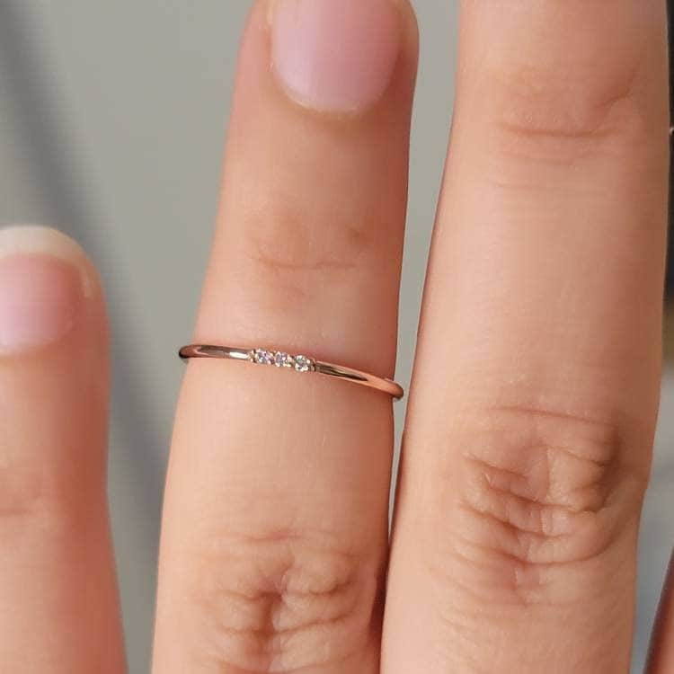 Minimalist Ring, Diamond Ring, 14k Gold Ring, Diamond Wedding Ring, Stackable Rings, Diamond Wedding Band, 14k Rose Gold Band, Dainty Ring