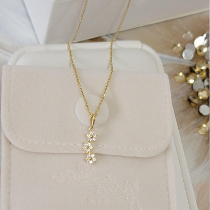 14K Yellow Gold Diamond Necklace, Diamond Flower Necklace for Women, Natural Diamond Charm Necklace, Dainty Necklace, Minimalist Necklace