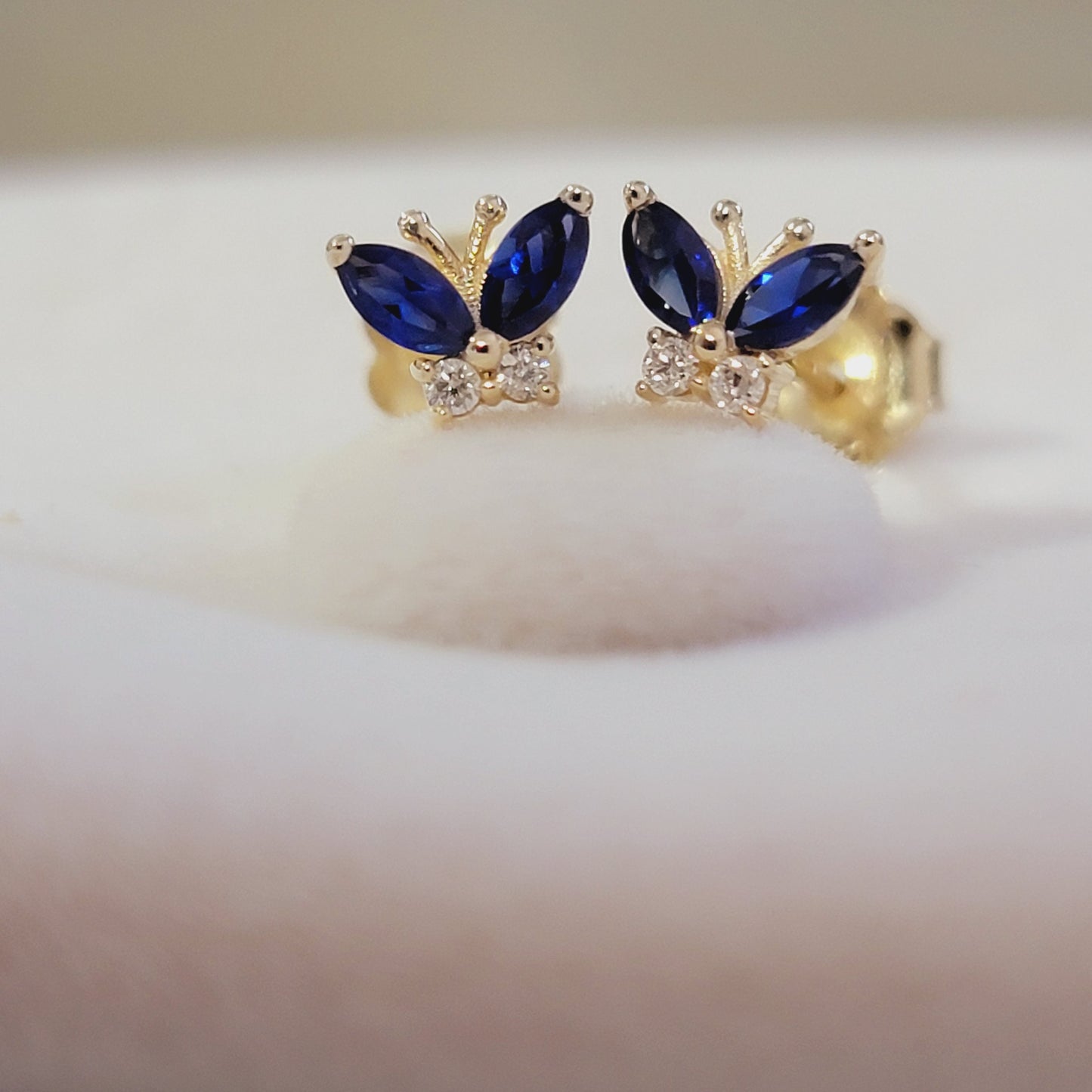 Blue Sapphire and diamond Butterfly Stud earrings