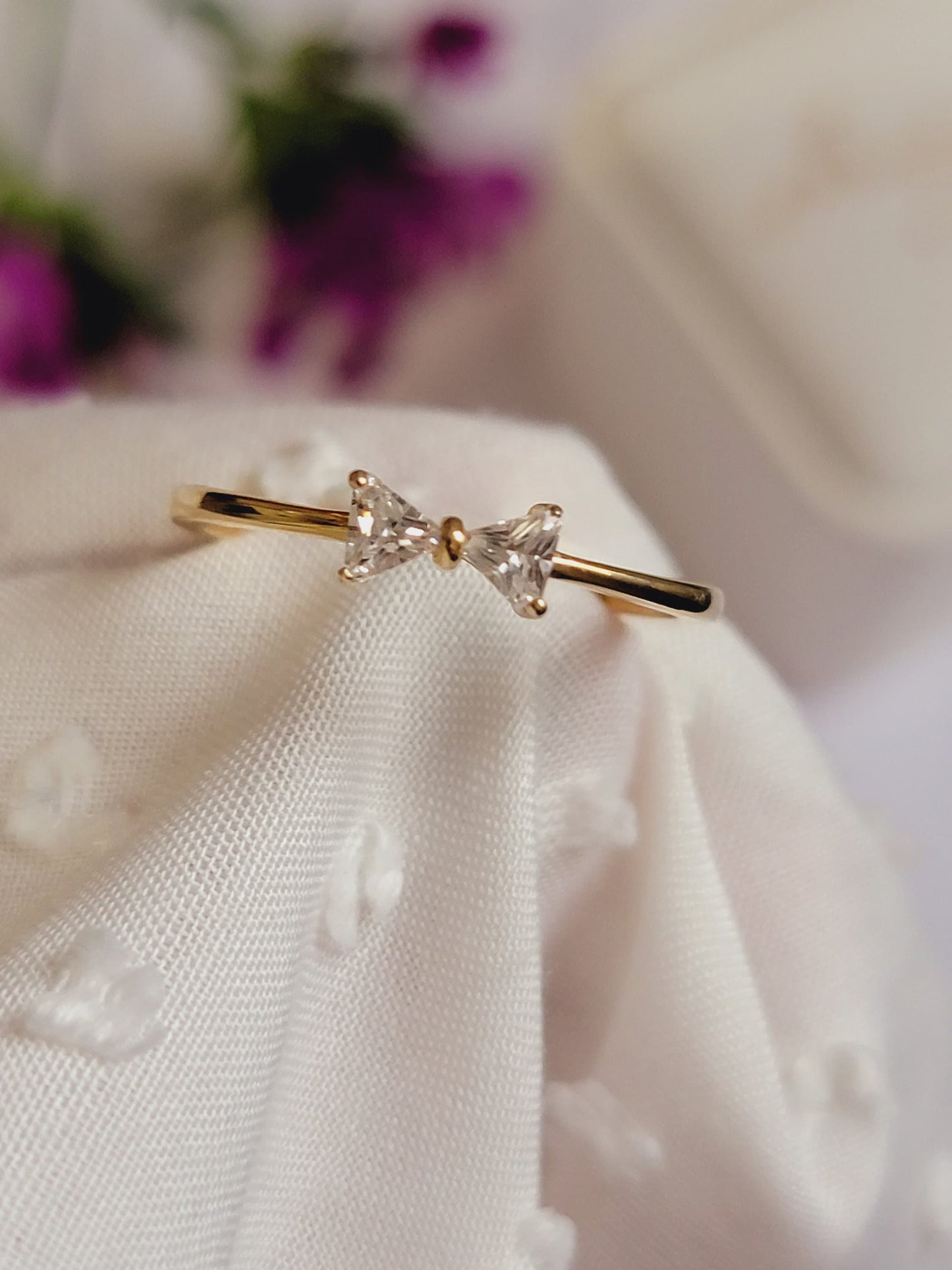 Diamond Ring, 14k Gold Ring, Trillion Natural Diamond Ring, Dainty Ring, Unique Engagement Ring, Promise Ring for Her