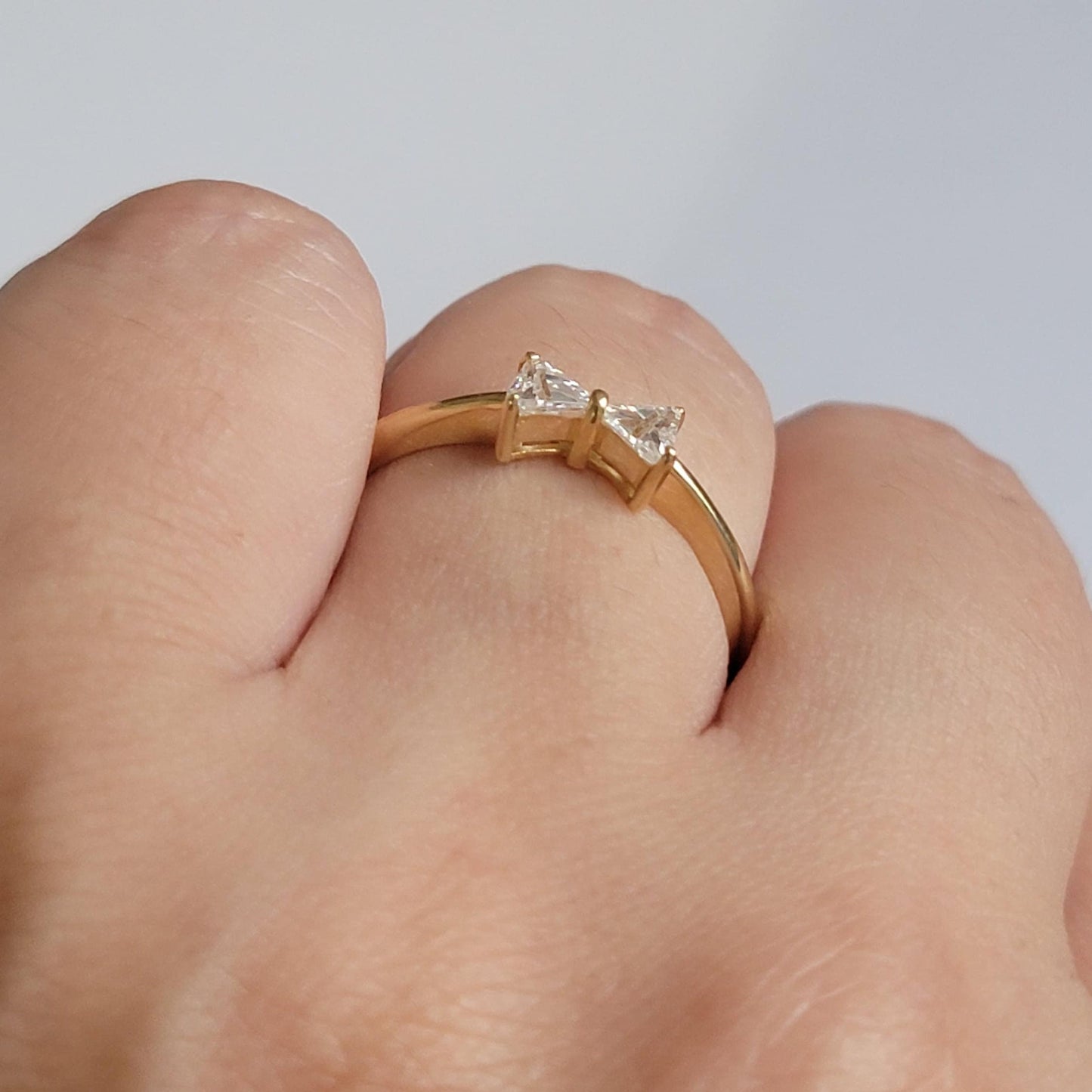 Diamond Ring, 14k Gold Ring, Trillion Natural Diamond Ring, Dainty Ring, Unique Engagement Ring, Promise Ring for Her