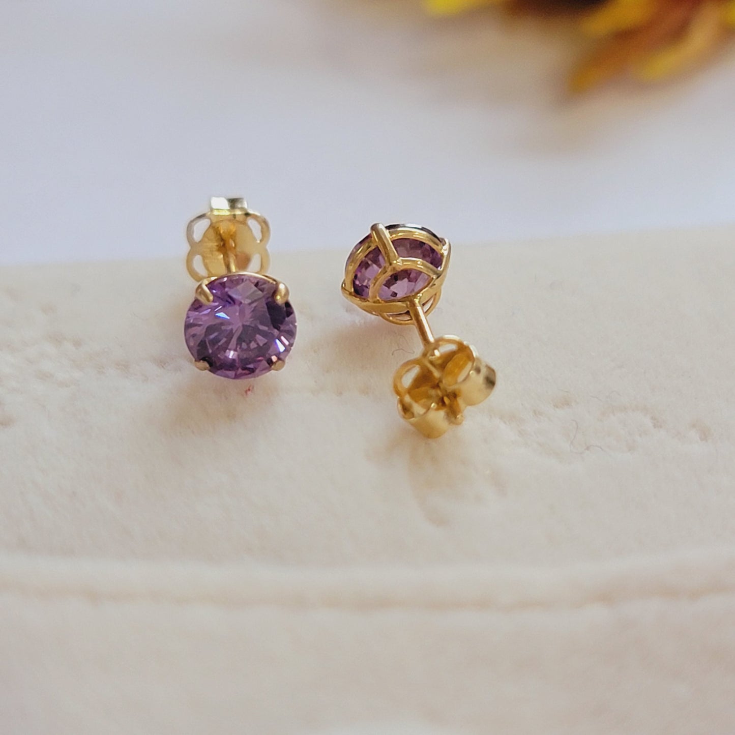 Amethyst Earrings in 14k Gold, Amethyst Stud Earrings, Birthstones Earrings, Purple Birthstone Earrings, February Birthday Gifts