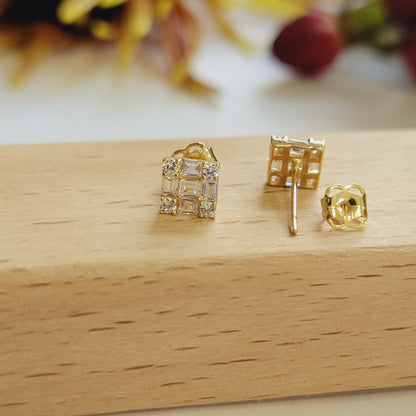 14k Gold Baguette Diamond Earrings