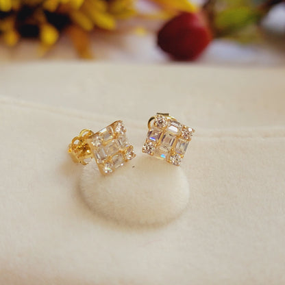 14k Gold Baguette Diamond Earrings