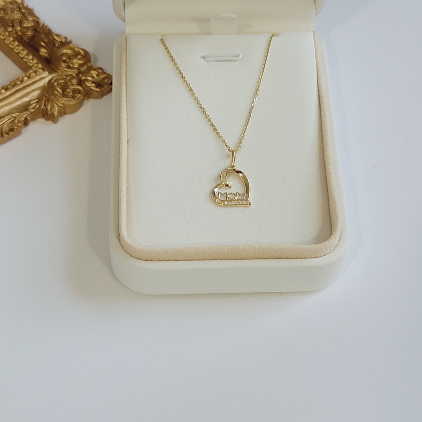 14K Solid Gold Diamond Heart Pendant