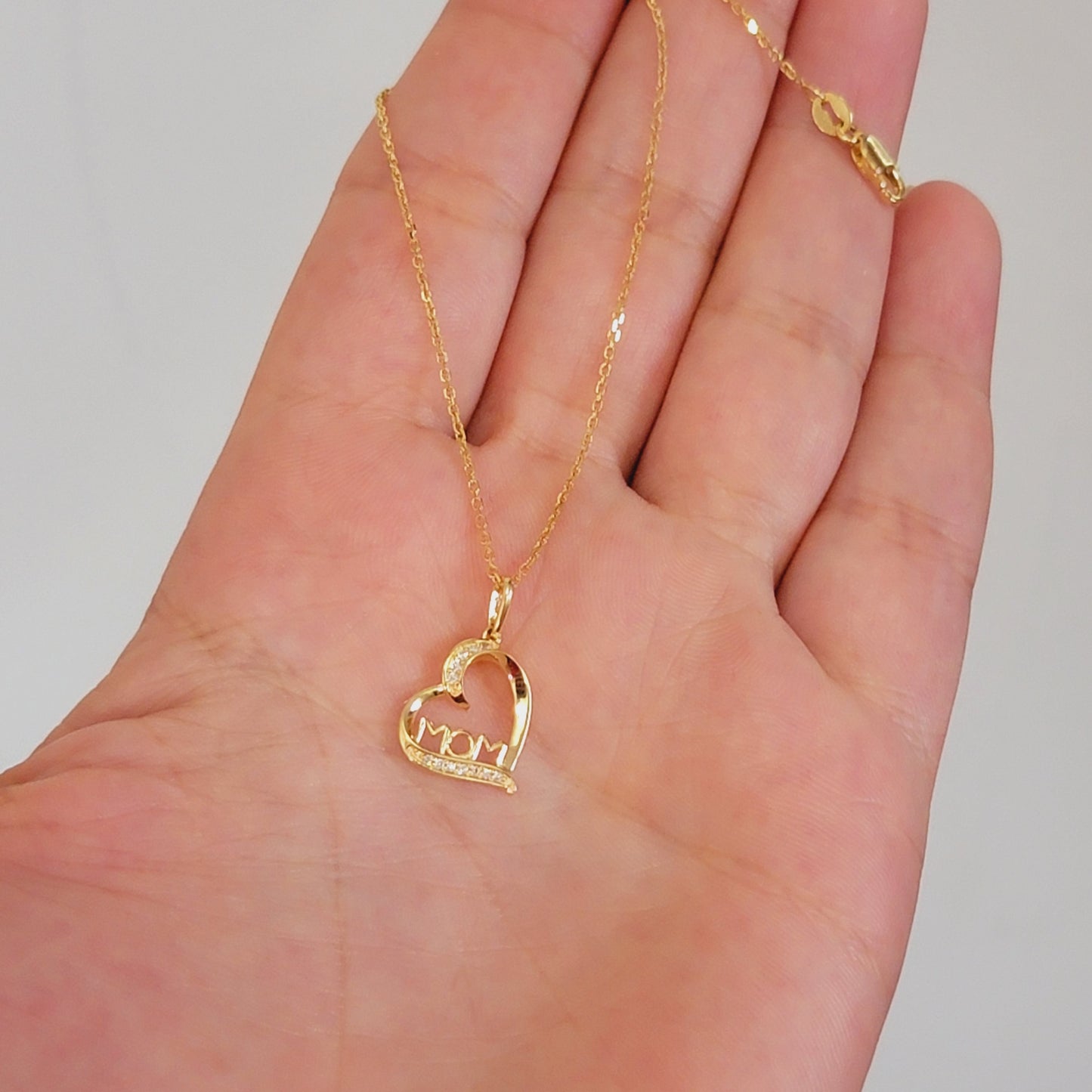 14K Solid Gold Diamond Heart Pendant