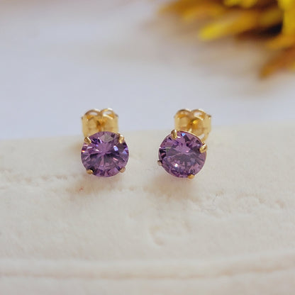 Amethyst Earrings in 14k Gold, Amethyst Stud Earrings, Birthstones Earrings, Purple Birthstone Earrings, February Birthday Gifts