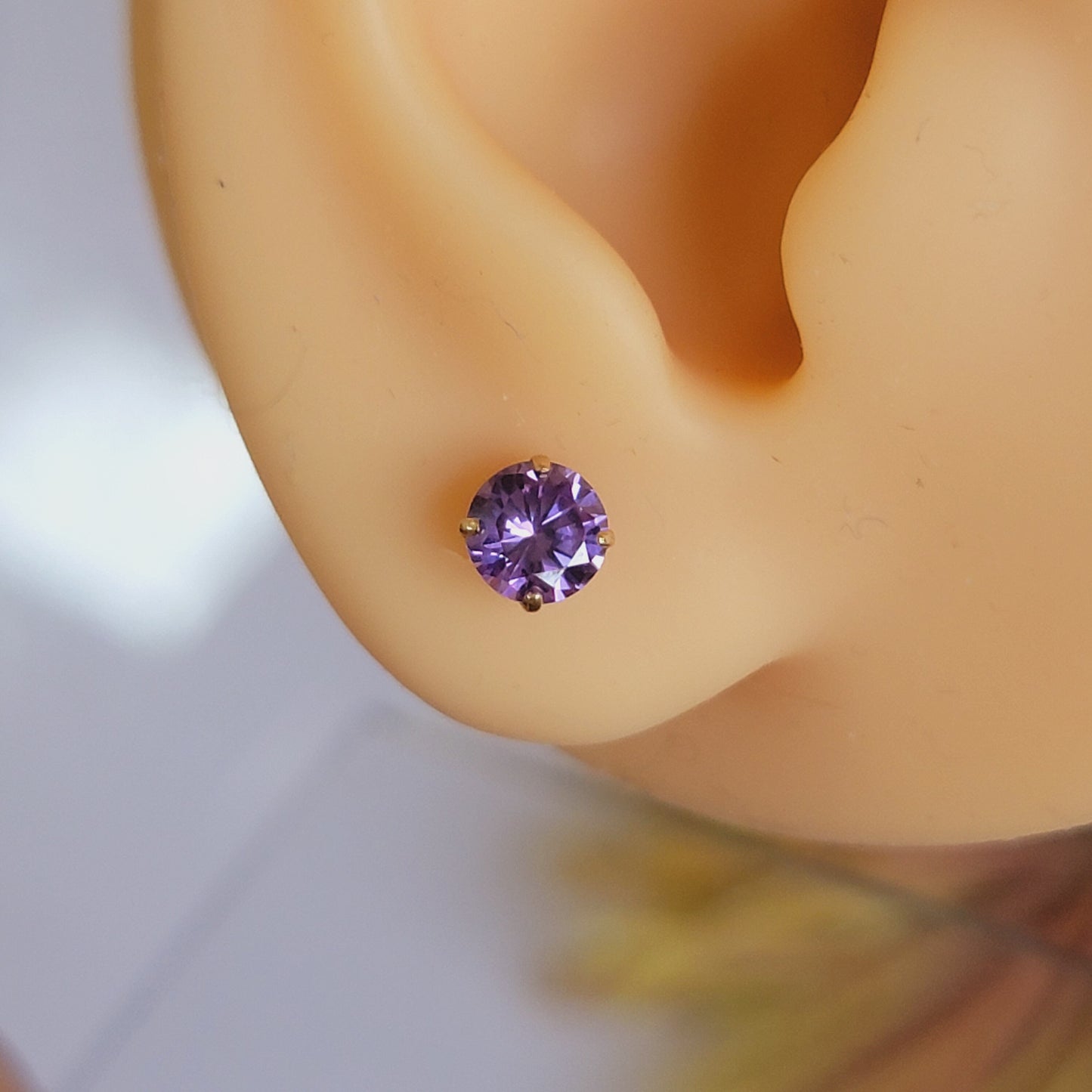 Amethyst Earrings in 14k Gold, Amethyst Stud Earrings, Birthstones Earrings, Purple Birthstone Earrings, February Birthday Gifts