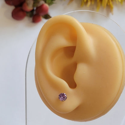 Amethyst Earrings in 14k Gold, Amethyst Stud Earrings, Birthstones Earrings, Purple Birthstone Earrings, February Birthday Gifts