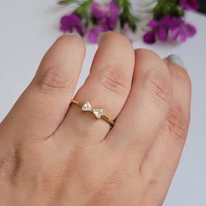 Diamond Ring, 14k Gold Ring, Trillion Natural Diamond Ring, Dainty Ring, Unique Engagement Ring, Promise Ring for Her