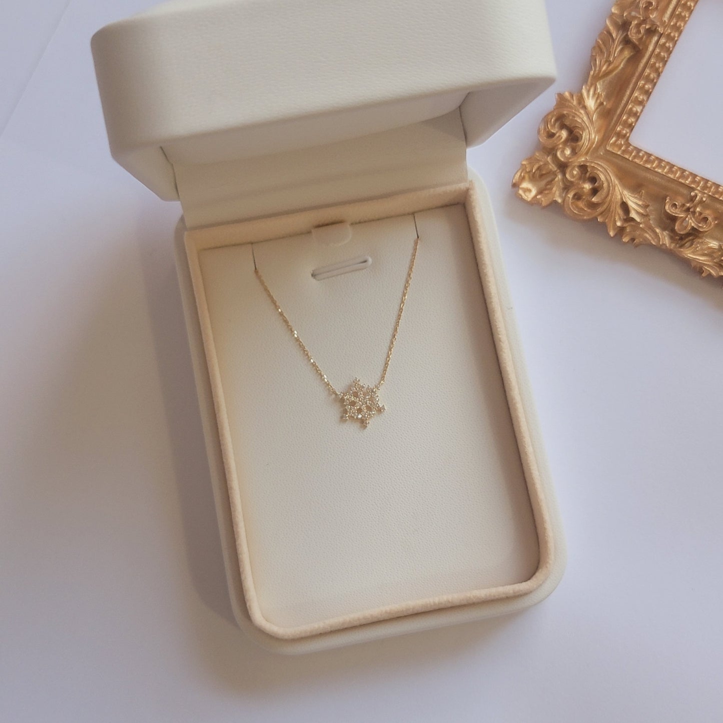 14k Diamond Snowflake Necklace