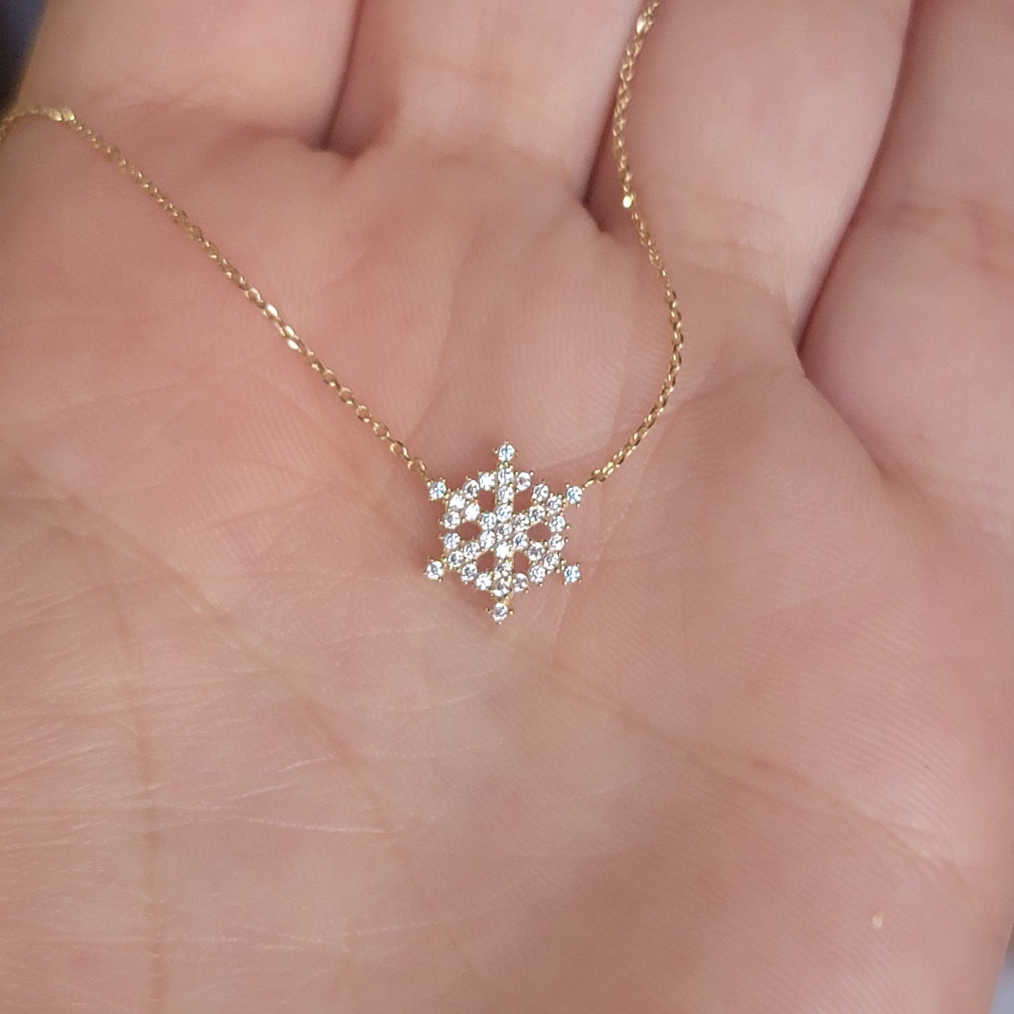 14k Diamond Snowflake Necklace