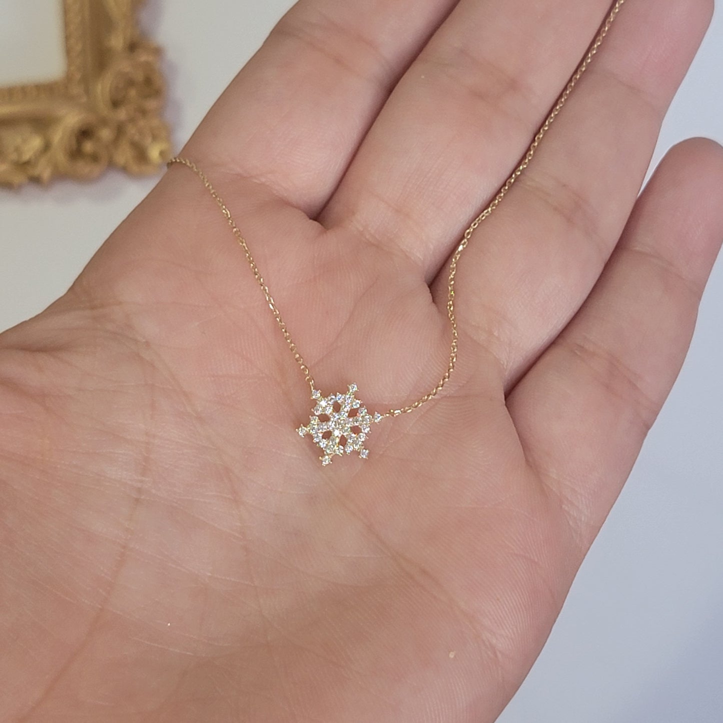 14k Diamond Snowflake Necklace