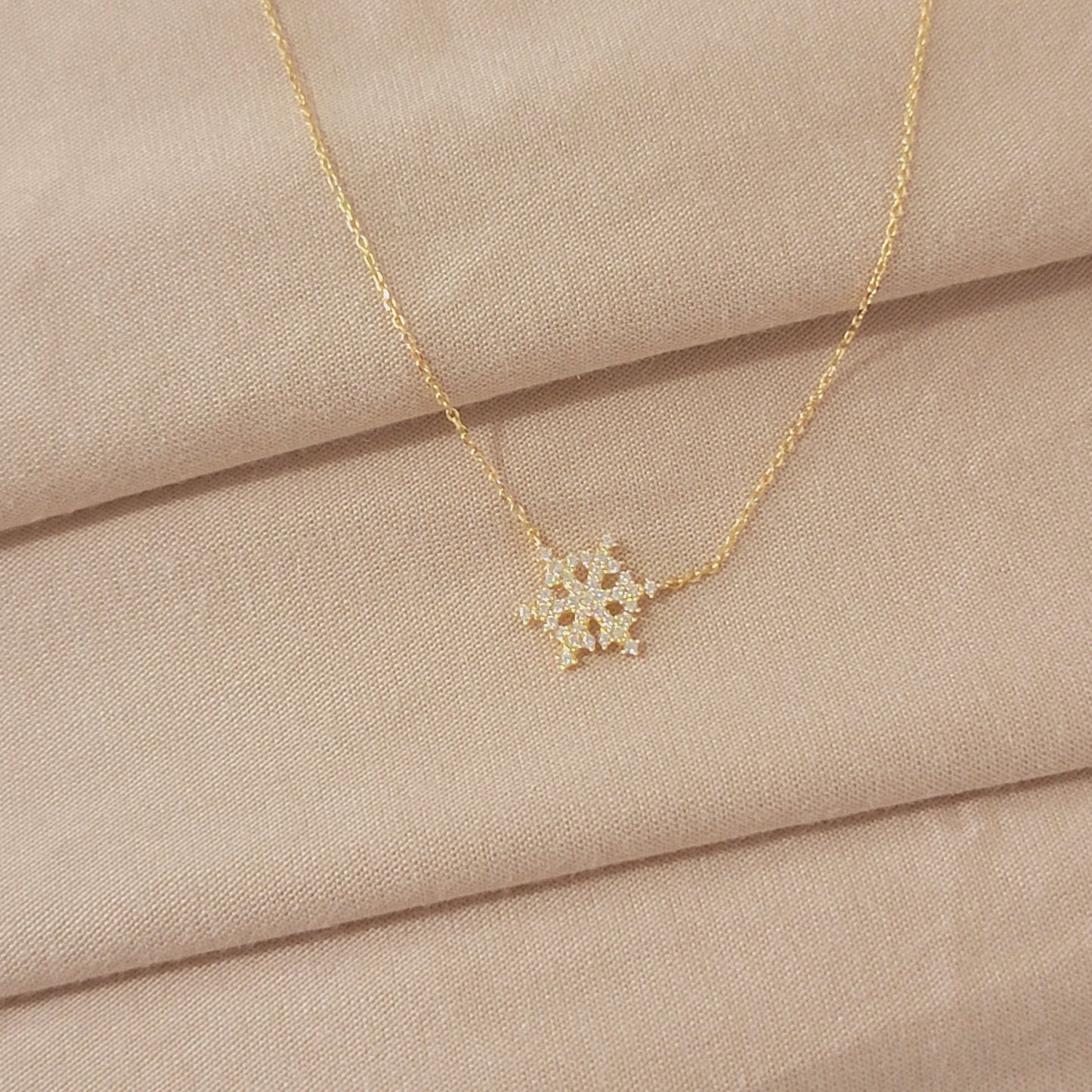 14k Diamond Snowflake Necklace