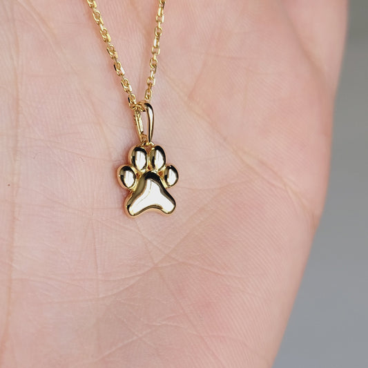 14k Gold Dog Paw Necklace