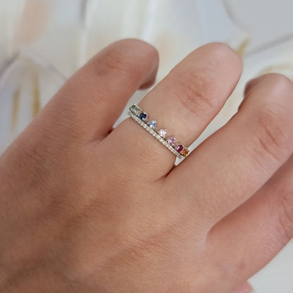 14k Diamond & Gemstone Wedding Ring