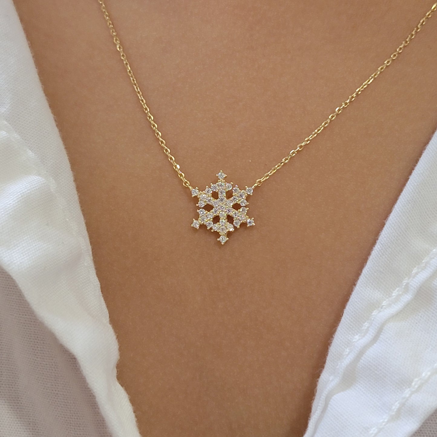 14k Diamond Snowflake Necklace