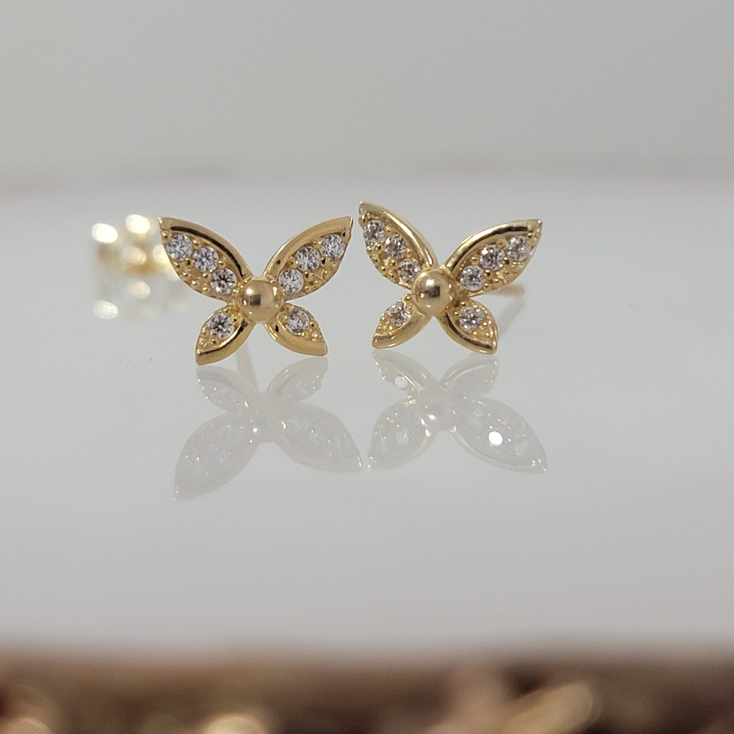 Diamond Butterfly Earrings, 14k Gold Earrings , Minimalist Earrings, Diamond Earrings for Girls, Butterfly Stud Earrings, Dainty Earrings