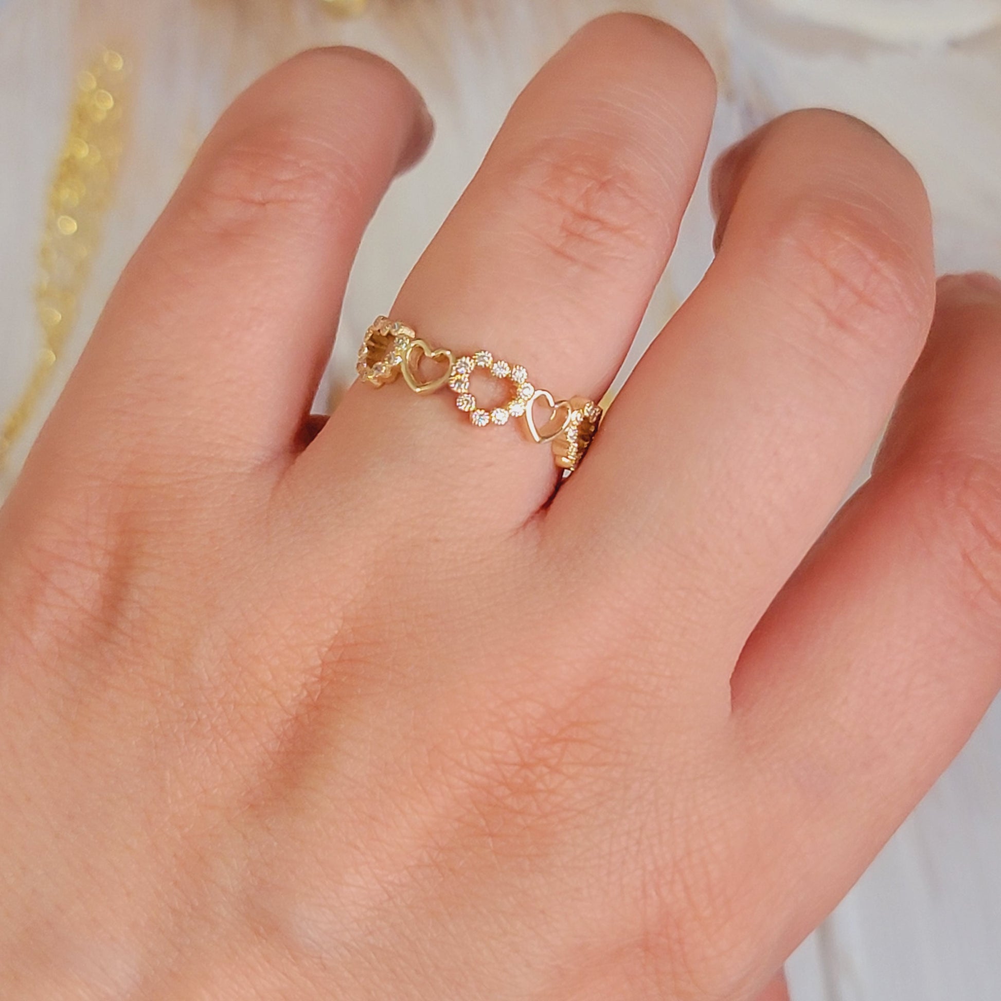 Diamond Heart Ring, 14k Solid Gold Ring, Gold Heart Ring, Heart