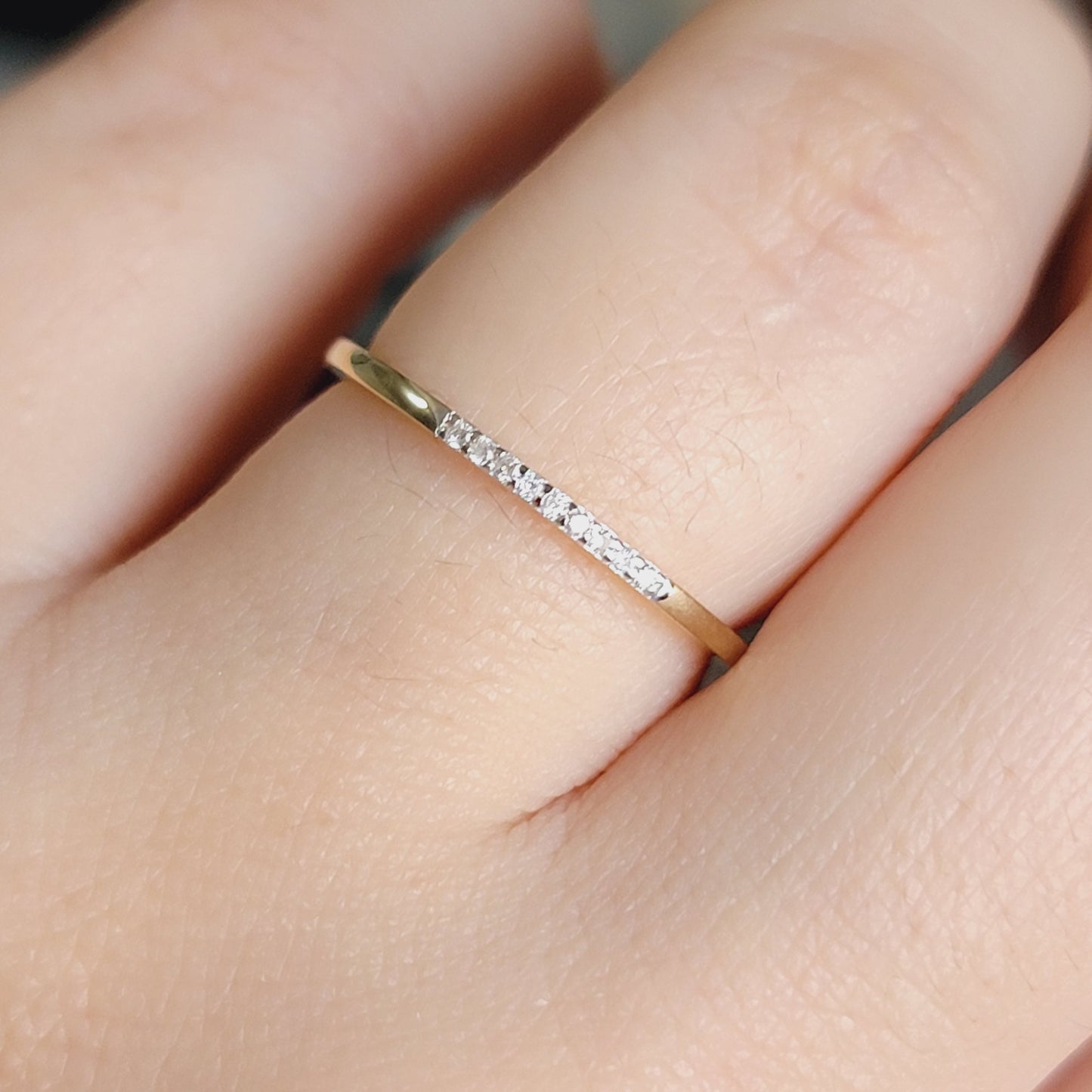 Diamond Wedding Band, Diamond Half Eternity Simple Wedding Band, Anniversary Diamond Ring, Dainty Diamond Ring, Minimalist Gold Ring, White