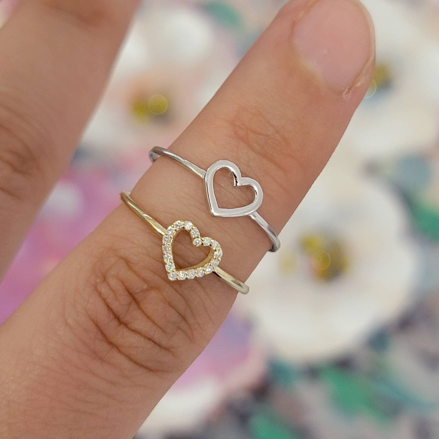 14K Rose Gold Heart Shape Open Heart Ring Design, Handmade Gold Ring, Cute Jewelry orders For Girls, Adjustable Gold Ring, Trendy Gold Ring Gift.