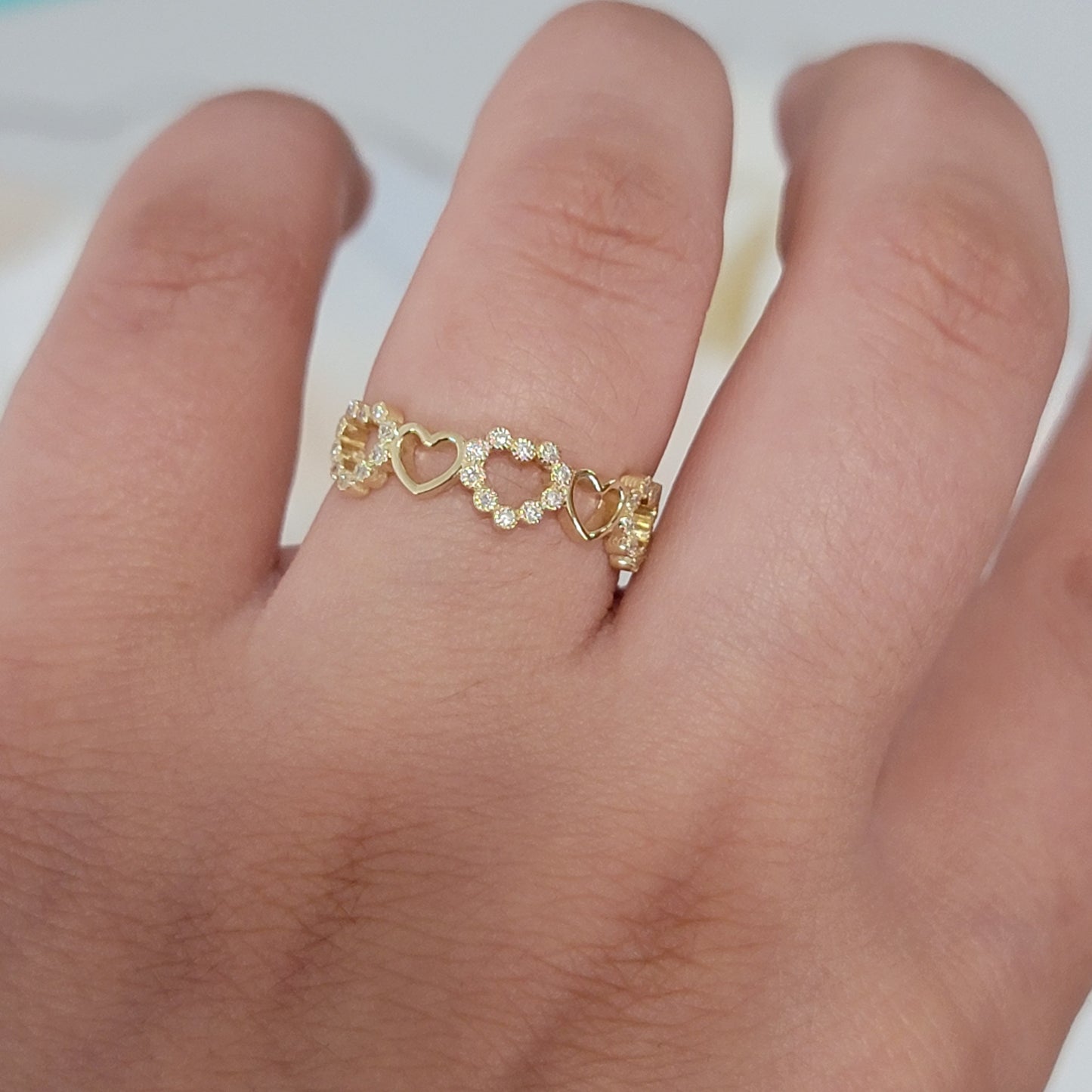 Diamond Heart Ring, 14k Solid Gold Ring, Gold Heart Ring, Heart Wedding band, Anniversary Rings, Heart Shape Ring, White Gold Diamond Ring