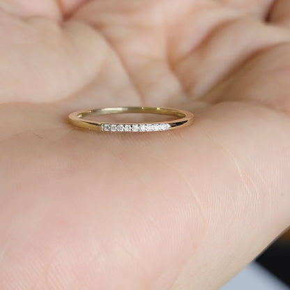 Diamond Wedding Band, Diamond Half Eternity Simple Wedding Band, Anniversary Diamond Ring, Dainty Diamond Ring, Minimalist Gold Ring, White