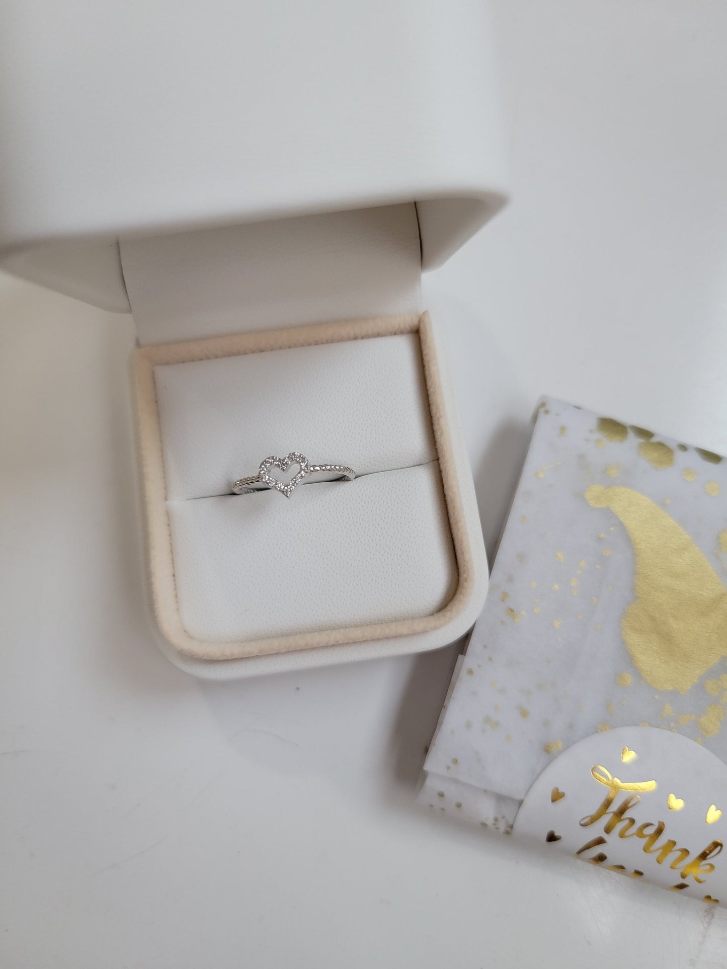 Diamond Heart Ring in14k Solid Gold, Gold Heart Ring for Her, Anniversary Rings, Heart Shape Ring, White Gold Diamond Ring