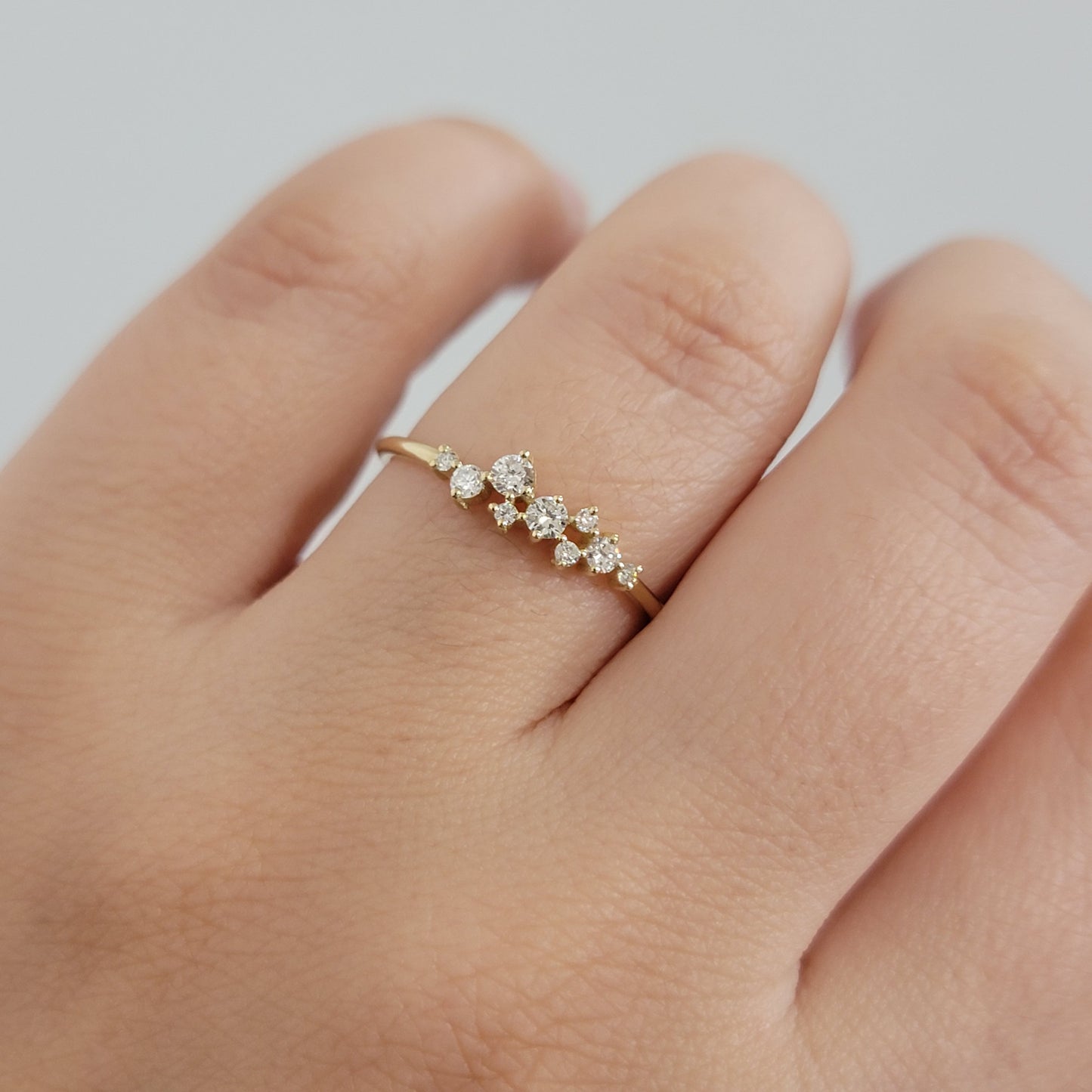Diamond Ring, 14k Gold and Diamond Ring, Anniversary Ring, Diamond Gold Ring for Women, Diamond Cluster Ring, Wedding Ring, Stackable Rings