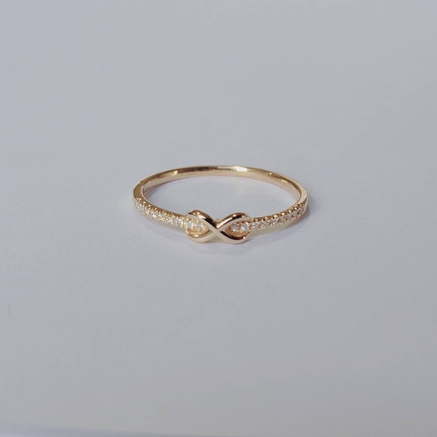 Infinity Style Diamond Ring in 14k Solid Gold / Dainty Diamond Wedding Band / Infinity Symbol Ring for Women